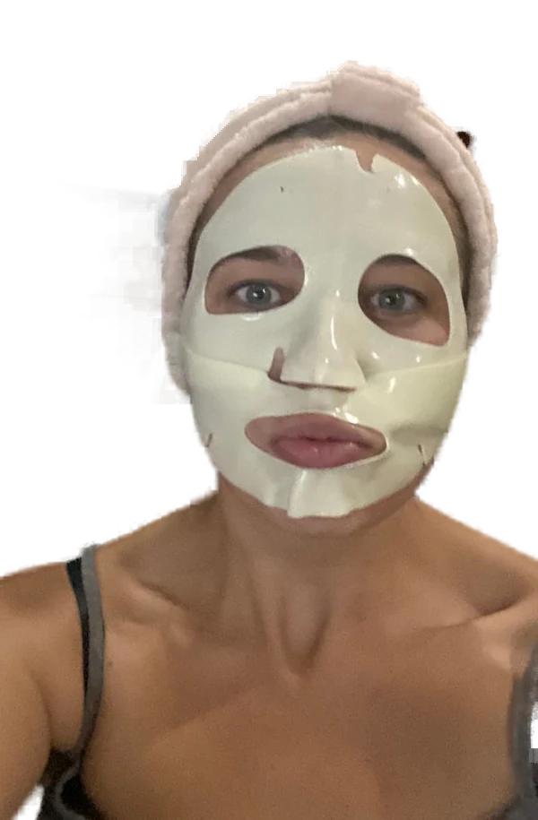 Jessikers wearing a sheet mask